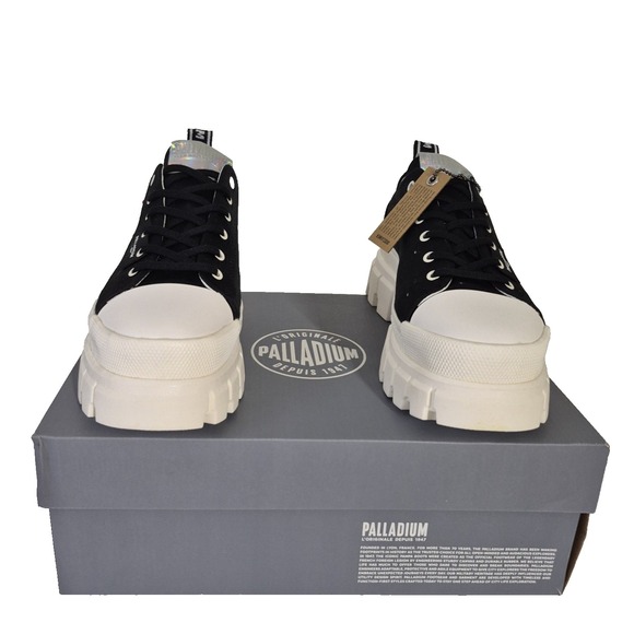 Palladium Platform Sneakers Women 8 Med Black Marshmallow Revolt Lo Tx New - Picture 2 of 8